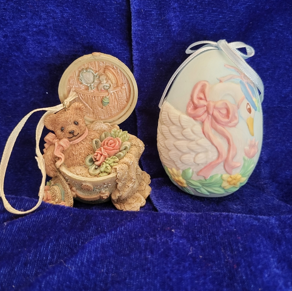 Teddy Bear and Swan Ornaments